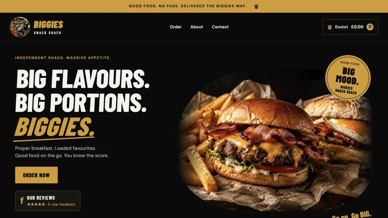 Biggies Snack Shack website by TGM Creative