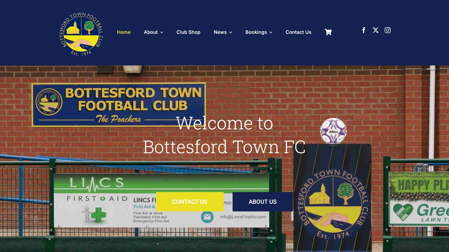 Bottesford Town FC website by TGM Creative