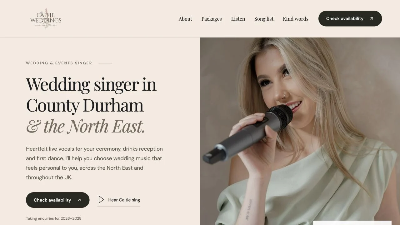 Caitie Weddings website by TGM Creative