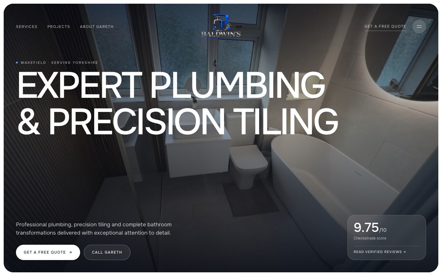 Baldwin’s Plumbing & Tiling website by TGM Creative