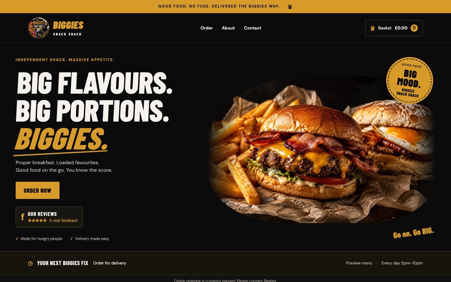 Biggies Snack Shack website by TGM Creative