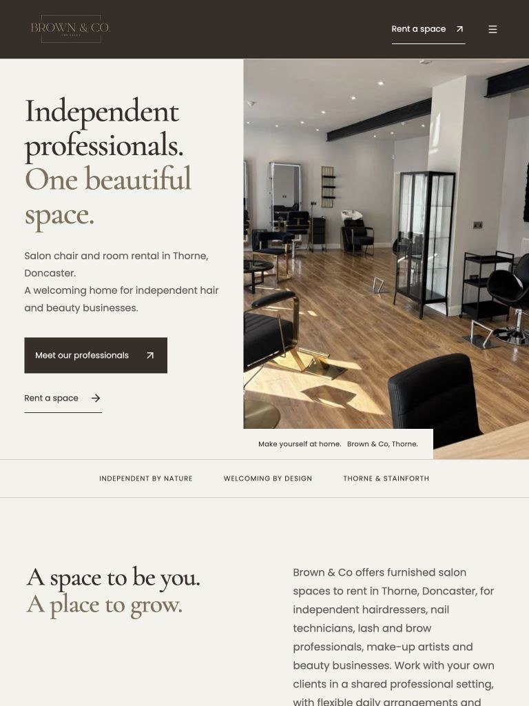 Brown & Co The Salon website on tablet