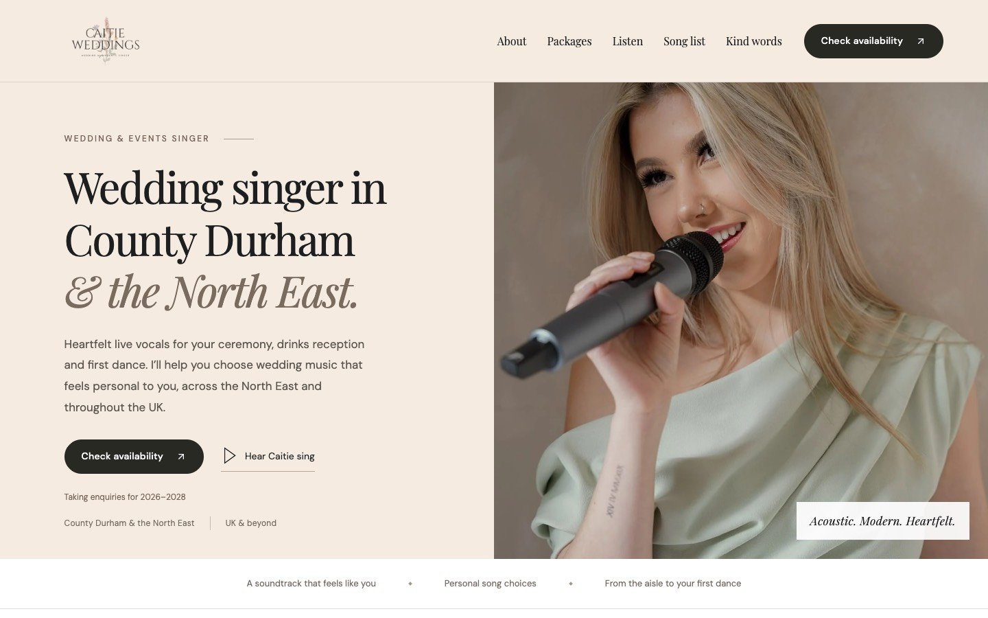 Caitie Weddings website by TGM Creative