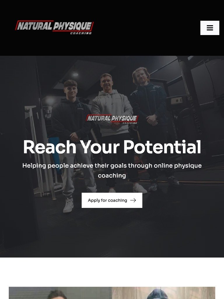 Natural Physique Coaching website on tablet