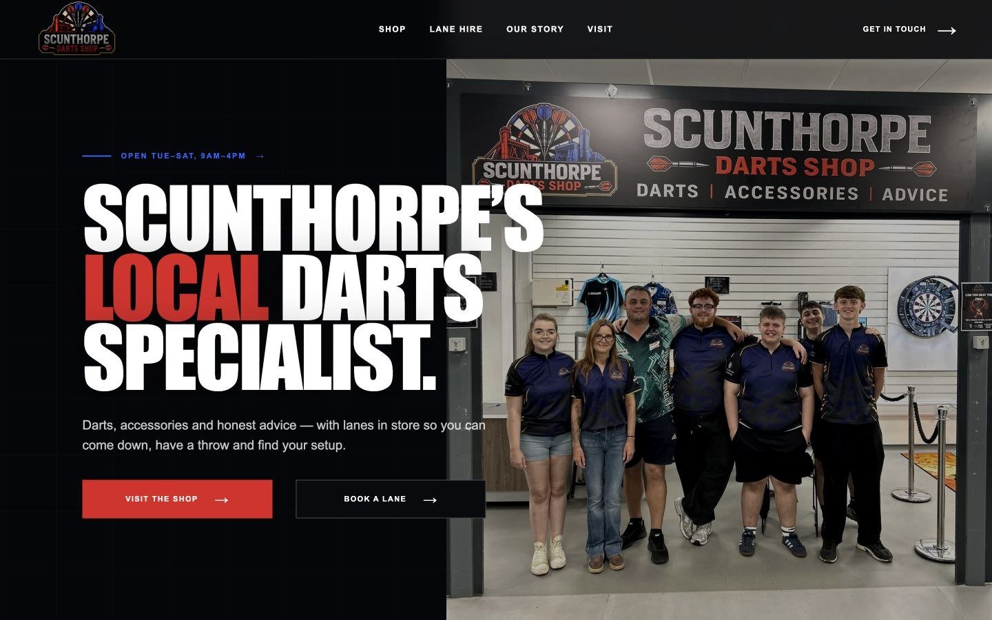 Scunthorpe Darts Shop website by TGM Creative