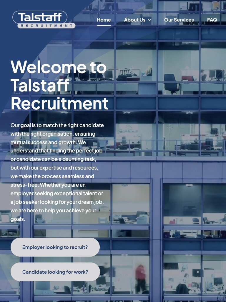 Talstaff website on tablet