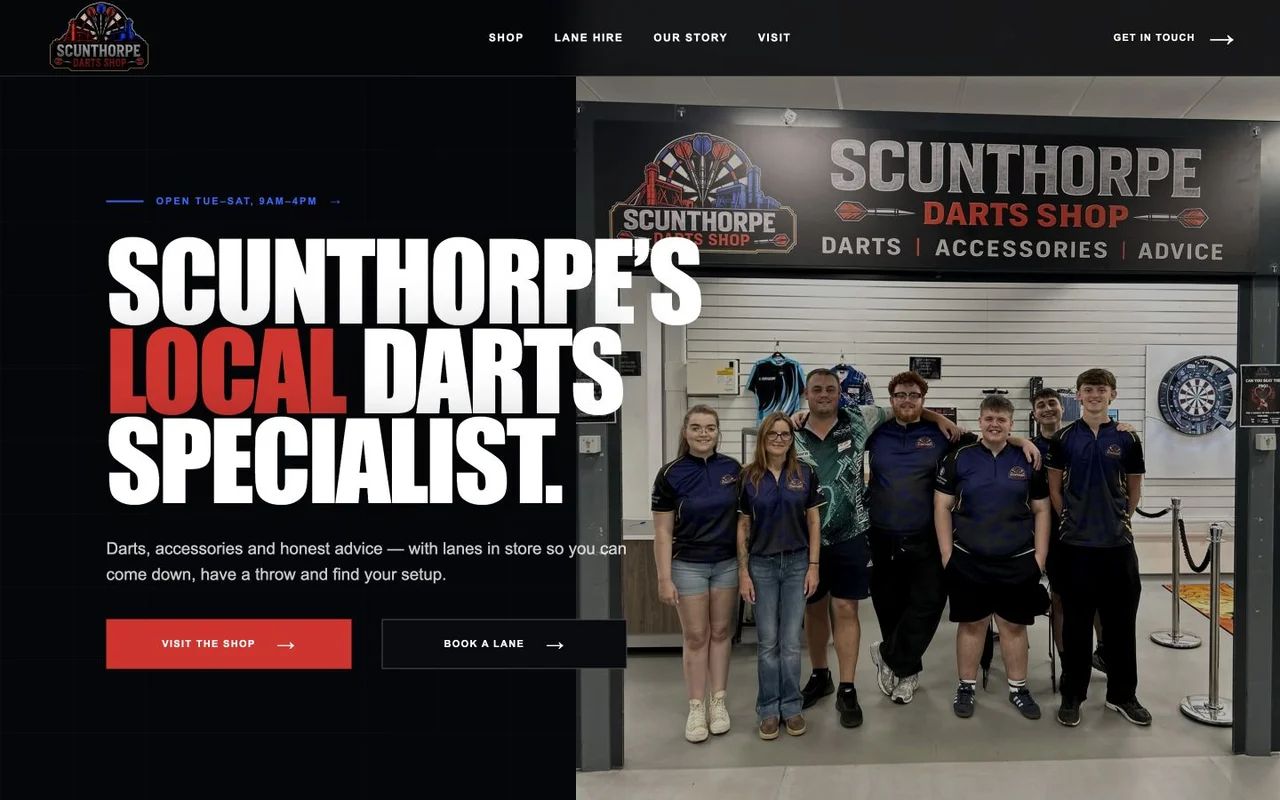 Scunthorpe Darts Shop website by TGM Creative